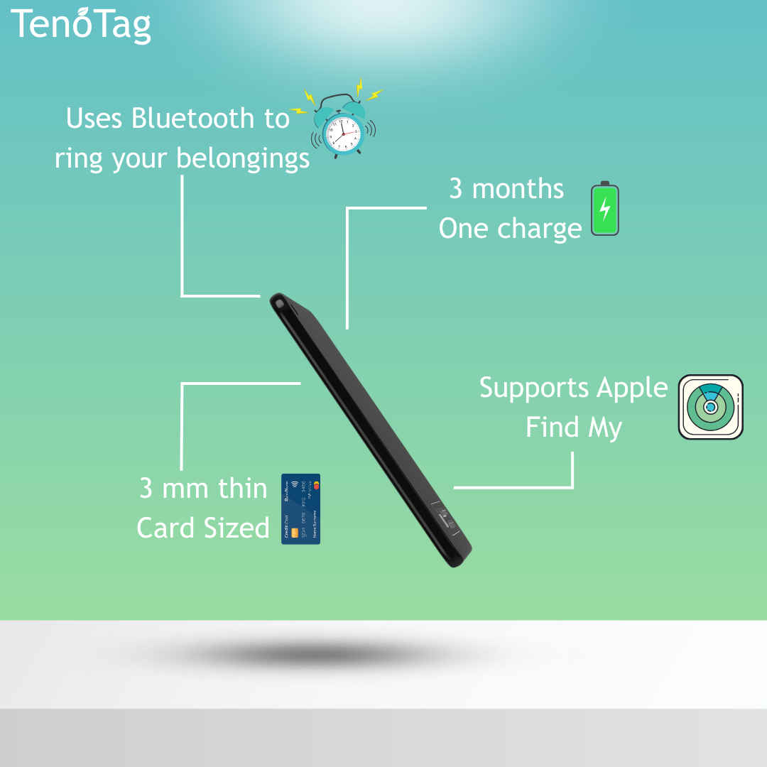 TenoTag™ Slim Bluetooth Wallet Tracker (Apple Find My)